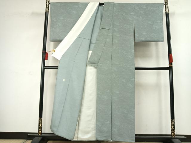 平和屋着物▽上質な小紋 単衣 作家物 墨流し文様 正絹 逸品 AABC4119fy