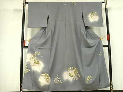 平和屋着物▽訪問着 単衣 蔦の葉文 暈し染め 正絹 逸品 AABC4120fy