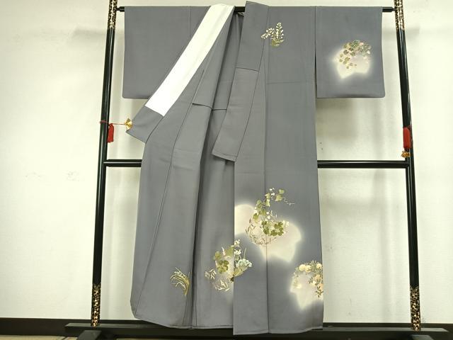 平和屋着物▽訪問着 単衣 蔦の葉文 暈し染め 正絹 逸品 AABC4120fy