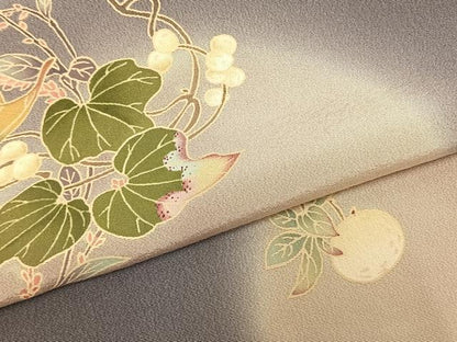 平和屋着物▽訪問着 単衣 蔦の葉文 暈し染め 正絹 逸品 AABC4120fy