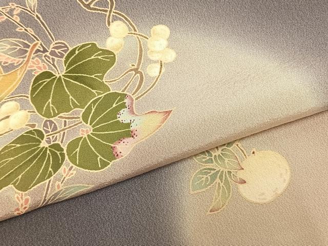 平和屋着物▽訪問着 単衣 蔦の葉文 暈し染め 正絹 逸品 AABC4120fy