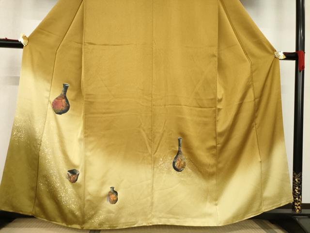 平和屋着物●訪問着　陶器文　暈し染め　金銀彩　正絹　逸品　AABC4129ck