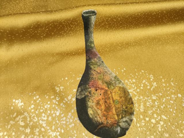 平和屋着物●訪問着　陶器文　暈し染め　金銀彩　正絹　逸品　AABC4129ck