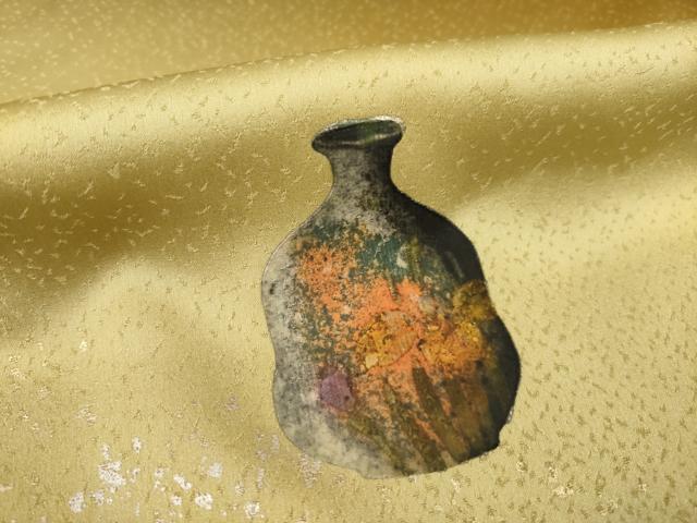 平和屋着物●訪問着　陶器文　暈し染め　金銀彩　正絹　逸品　AABC4129ck