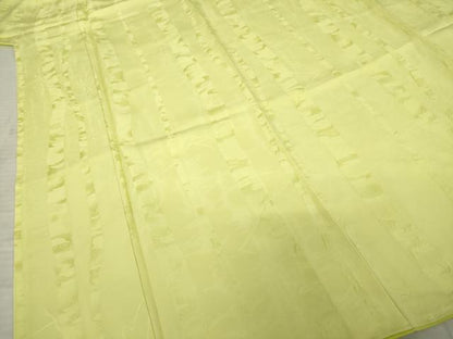 平和屋着物●上質な色無地　樹林地紋　刈安色　正絹　逸品　AABC4138ck