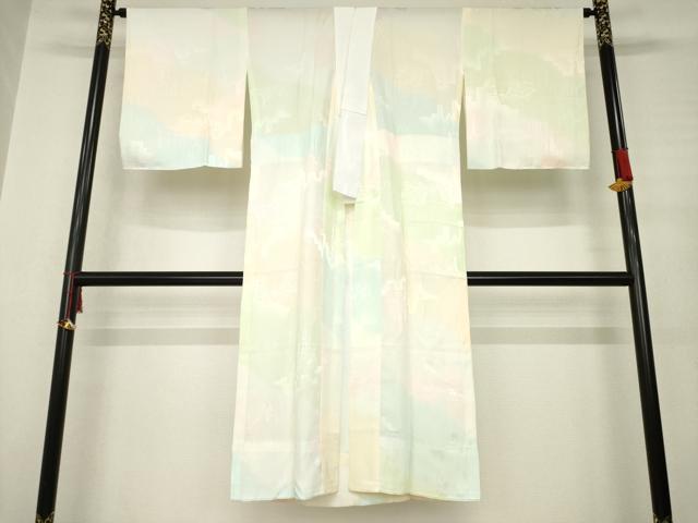 平和屋着物●長襦袢 無双仕立て 風景文 暈し染め 正絹 逸品 AABC4145ck