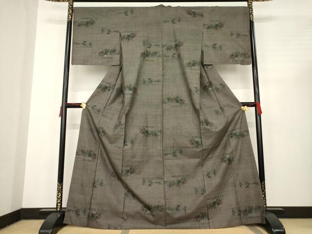 平和屋着物●本場大島紬　カタス7マルキ　横段花文　正絹　逸品　AABC4155ck