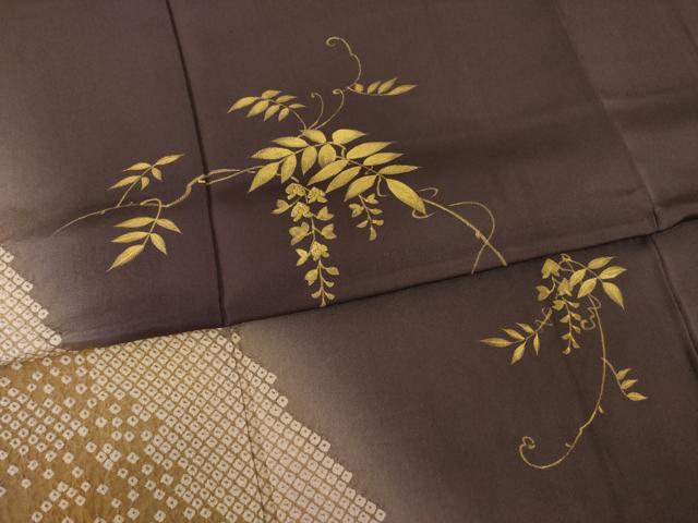 平和屋着物●訪問着　手描き　竹屋町刺繍　花蔦草文　暈し染め　金彩　鈴乃屋扱い　正絹　逸品　AABC4165ck
