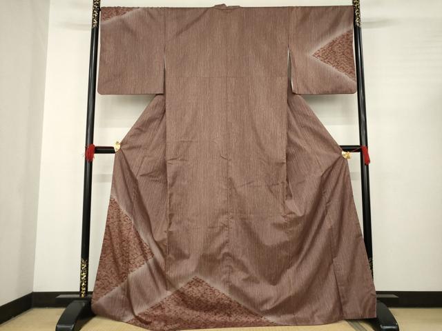 平和屋着物●本場大島紬　染大島　訪問着　茅葺屋根　正絹　逸品　AABC4166ck