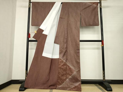 平和屋着物●本場大島紬　染大島　訪問着　茅葺屋根　正絹　逸品　AABC4166ck