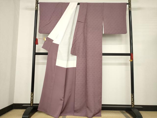 平和屋着物●上質な色無地　有栖川地紋　濃色　正絹　逸品　AABC4174ck