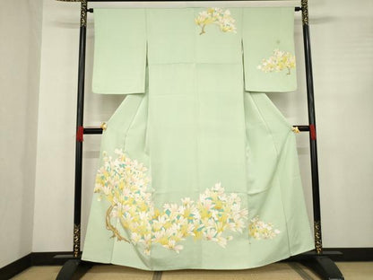 平和屋着物●訪問着 刺繍 枝花文 金彩 正絹 逸品 AABC4176ck
