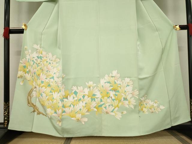 平和屋着物●訪問着 刺繍 枝花文 金彩 正絹 逸品 AABC4176ck