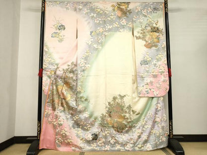 平和屋着物●ブライダルファッションデザイナー・桂由美 振袖 花車文 正絹 逸品 AABC4180ck