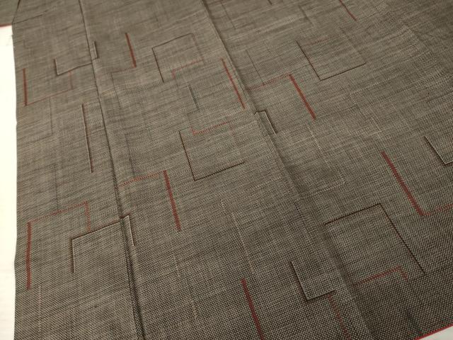 平和屋着物●本場大島紬　一元7マルキ　幾何学文様　正絹　逸品　AABC4194ck