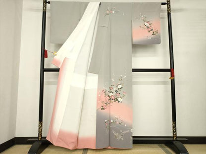 平和屋着物●訪問着　友禅　作家物　枝花文　暈し染め　正絹　逸品　AABC4197ck