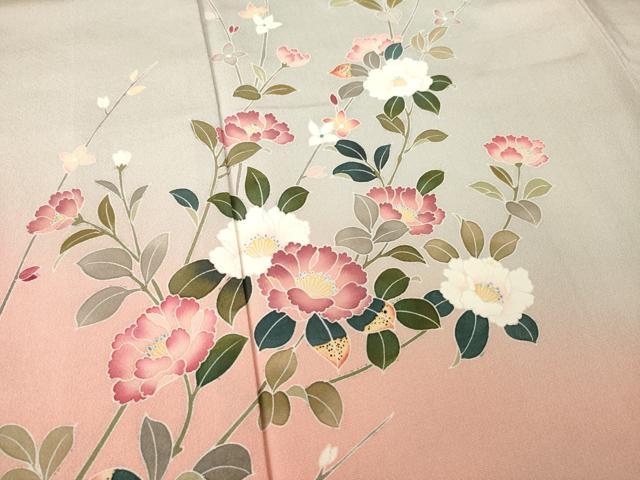平和屋着物●訪問着　友禅　作家物　枝花文　暈し染め　正絹　逸品　AABC4197ck
