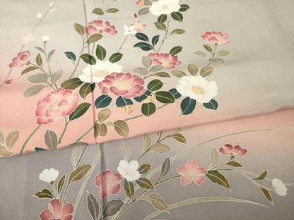 平和屋着物●訪問着　友禅　作家物　枝花文　暈し染め　正絹　逸品　AABC4197ck