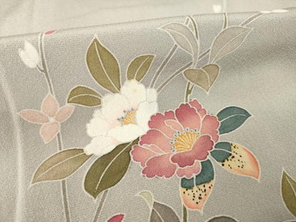 平和屋着物●訪問着　友禅　作家物　枝花文　暈し染め　正絹　逸品　AABC4197ck