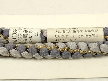 平和屋本店●和装小物 帯締め・帯揚げセット 花丸文 暈し染め 金糸 金彩 正絹 逸品 未使用 AABC4270ay