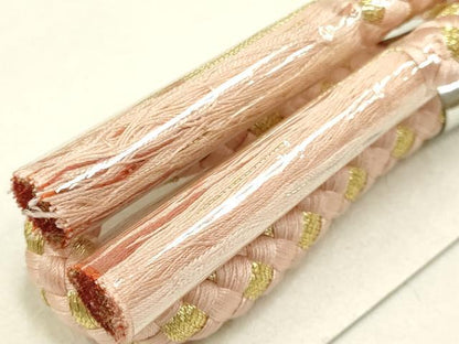 平和屋本店●和装小物　帯締め・帯揚げセット　振袖用　舞花文　暈し染め　金糸　逸品　未使用　AABC4271ay