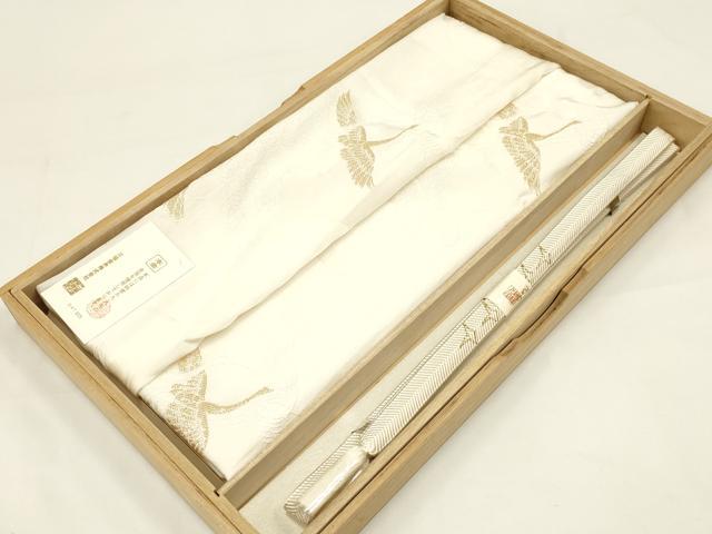 平和屋本店●和装小物　帯締め・帯揚げセット　礼装用　笹浪組　飛鶴文　本金箔　逸品　未使用　AABC4280ay