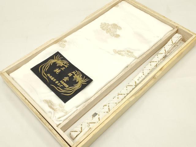 平和屋本店●和装小物　帯締め・帯揚げセット　礼装用　草花文　純金　本金糸　逸品　未使用　AABC4281ay