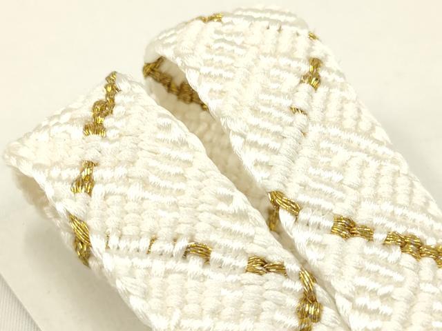 平和屋本店●和装小物　帯締め・帯揚げセット　礼装用　草花文　純金　本金糸　逸品　未使用　AABC4281ay