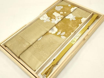 平和屋本店●和装小物　帯締め・帯揚げセット　高麗組 綾出し　辻が花　暈し　金糸　逸品　未使用　AABC4282ay