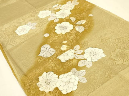 平和屋本店●和装小物　帯締め・帯揚げセット　高麗組 綾出し　辻が花　暈し　金糸　逸品　未使用　AABC4282ay