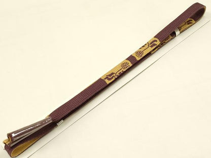 平和屋本店●和装小物　帯締め・帯揚げセット　高麗組 綾出し　金糸　逸品　未使用　AABC4283ay