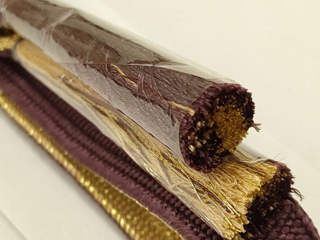 平和屋本店●和装小物　帯締め・帯揚げセット　高麗組 綾出し　金糸　逸品　未使用　AABC4283ay