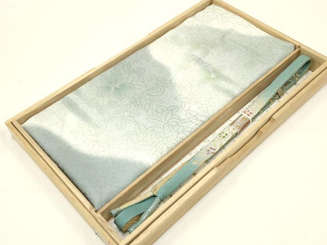 平和屋本店●和装小物　帯締め・帯揚げセット　高麗組 綾出し　枝葉文　暈し染め　金銀糸　逸品　未使用　AABC4285ay