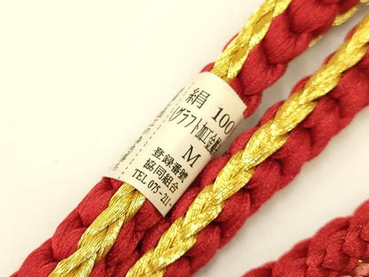平和屋本店●和装小物 帯締め・帯揚げセット 振袖用 総絞り 間道 金糸 金彩 正絹 逸品 未使用 AABC4387ay