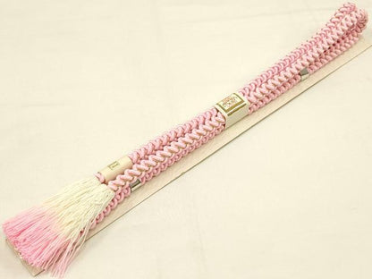 平和屋本店●和装小物　帯締め・帯揚げセット　振袖用　総絞り　蔦草花文　暈し染め　金糸　撚り房　正絹　逸品　未使用　AABC4390ay