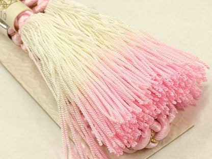 平和屋本店●和装小物　帯締め・帯揚げセット　振袖用　総絞り　蔦草花文　暈し染め　金糸　撚り房　正絹　逸品　未使用　AABC4390ay