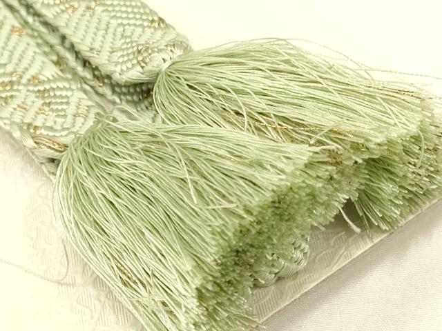 平和屋本店●和装小物 帯締め・帯揚げセット 三代 藤三郎染 近江の草木染 枝花地紋 金糸 正絹 逸品 AABC4394ay
