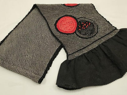 平和屋本店●和装小物　帯締め・帯揚げセット　総絞り　刺繍　丸ぐけ　ラインストーン　木玉　正絹　逸品　AABC4396ay