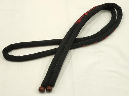 平和屋本店●和装小物　帯締め・帯揚げセット　総絞り　刺繍　丸ぐけ　ラインストーン　木玉　正絹　逸品　AABC4396ay