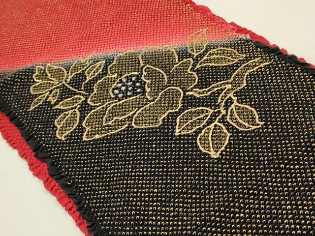 平和屋本店●和装小物 帯締め・帯揚げセット 総絞り 丸ぐけ 枝花 金彩 ラメ 撚り房 正絹 逸品 AABC4398ay