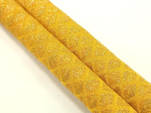 平和屋本店●和装小物 帯締め・帯揚げセット 振袖用 総絞り 刺繍 丸ぐけ 流水花文 金糸 金彩 撚り房 正絹 逸品 AABC4399ay