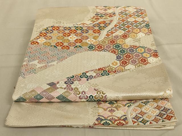 平和屋着物◎六通柄袋帯　唐織　道長花文　金銀糸　正絹　逸品　AABC4402ou