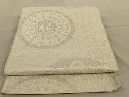 平和屋着物◎六通柄袋帯　正倉院花文　銀糸　正絹　逸品　AABC4406ou