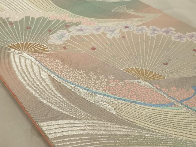 平和屋着物◎両面六通柄袋帯　唐織　孔雀花文　金銀糸　正絹　逸品　AABC4410ou