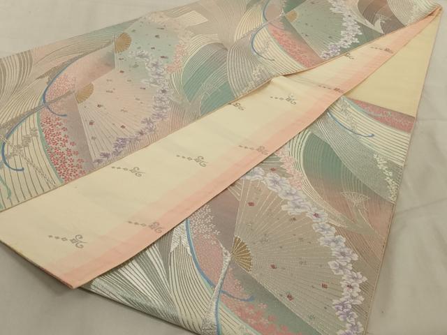 平和屋着物◎両面六通柄袋帯　唐織　孔雀花文　金銀糸　正絹　逸品　AABC4410ou