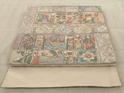 平和屋着物◎太鼓柄袋帯　人物風景文　正絹　逸品　AABC4412ou