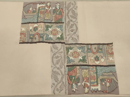 平和屋着物◎太鼓柄袋帯　人物風景文　正絹　逸品　AABC4412ou