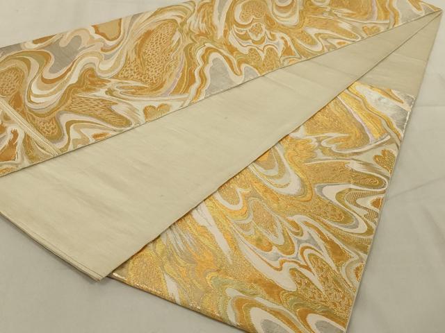 平和屋着物◎六通柄袋帯　流水文　金銀糸　正絹　逸品　AABC4415ou