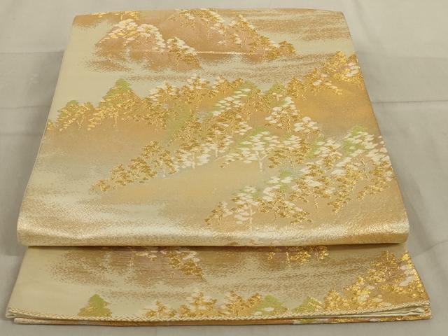 平和屋着物◎六通柄袋帯　樹林文　金糸　正絹　逸品　AABC4417ou