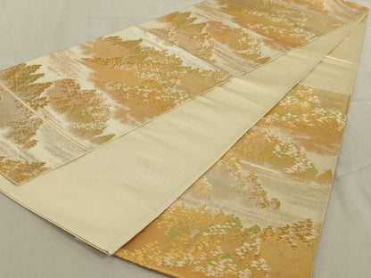 平和屋着物◎六通柄袋帯　樹林文　金糸　正絹　逸品　AABC4417ou